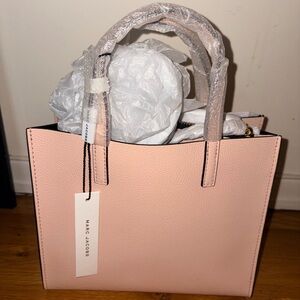 Marc Jacobs Mini Grind Coated Leather Tote Satchel Bag Peach Whip